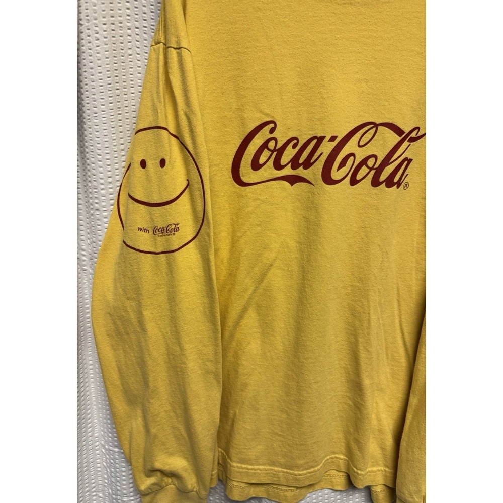 Coca-Cola X Pacsun T Shirt Men's Large Yellow Long Sleeve Casual Tee Outdoors - Picture 3 of 12
